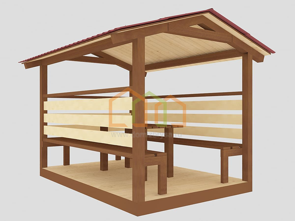 Беседка летняя 2х3 Площадь:6 м² Каркас 40х50 мм. под ключ в Данкове