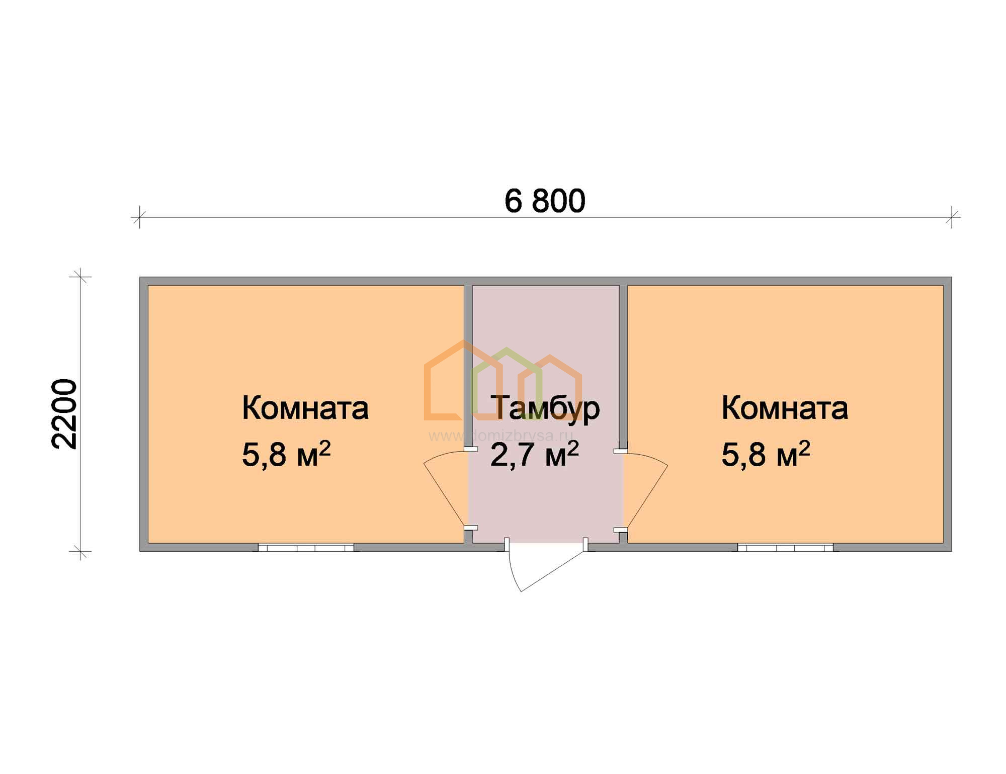 Дачная бытовка Тюльпан - 3 6.8x2.2 Площадь: 14.96 м² в готовом виде под  ключ в Данкове и области